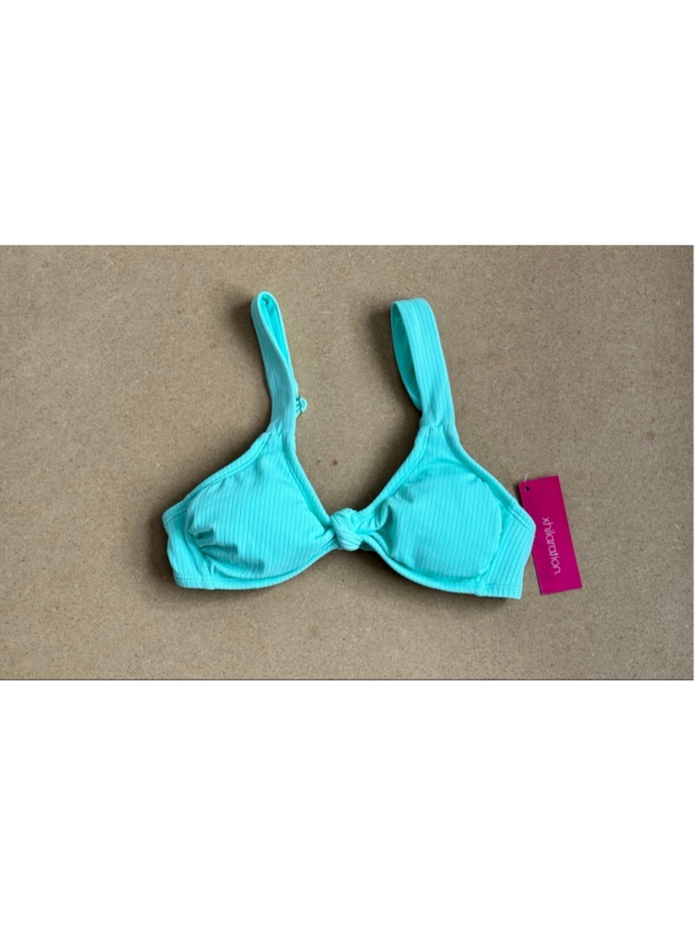 Women's Xhilaration Teal Ribbed Bikini Top XS